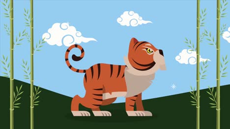 año nuevo chino tigre y bambú