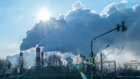 industrial factory pipes with smoke in moscow. russia