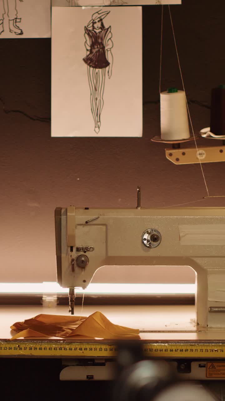 Video verticale Laboratorio di sartoria macchina da cucire e strumenti