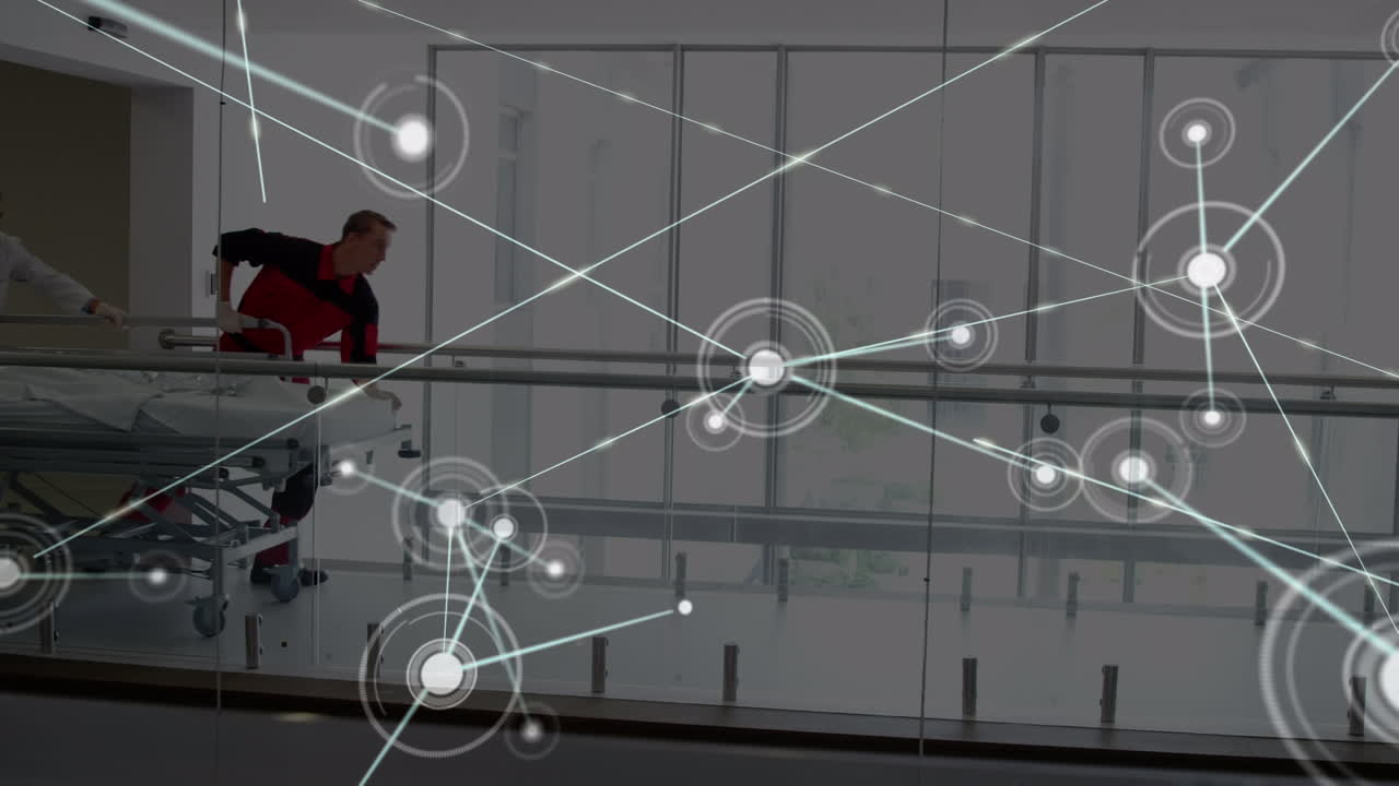 Animation of network of connections over ruining surgeons