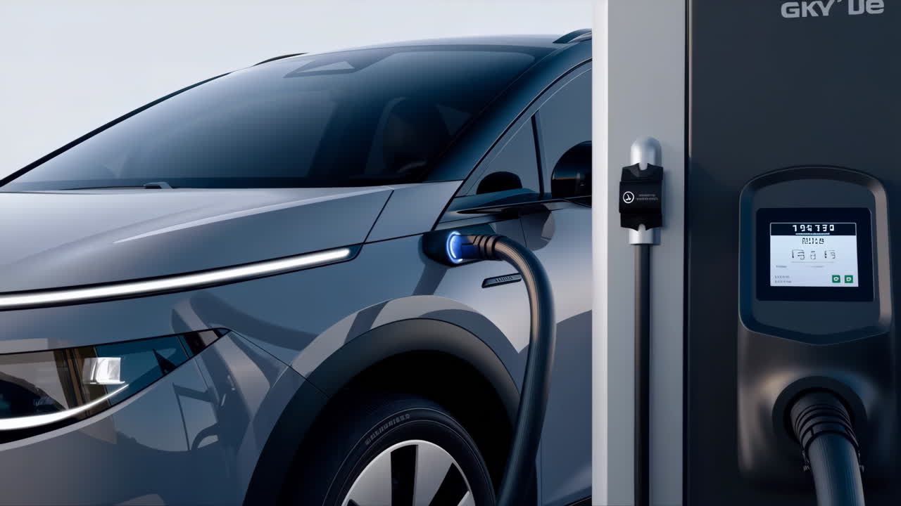 Electric Vehicle Charging at a Modern Station