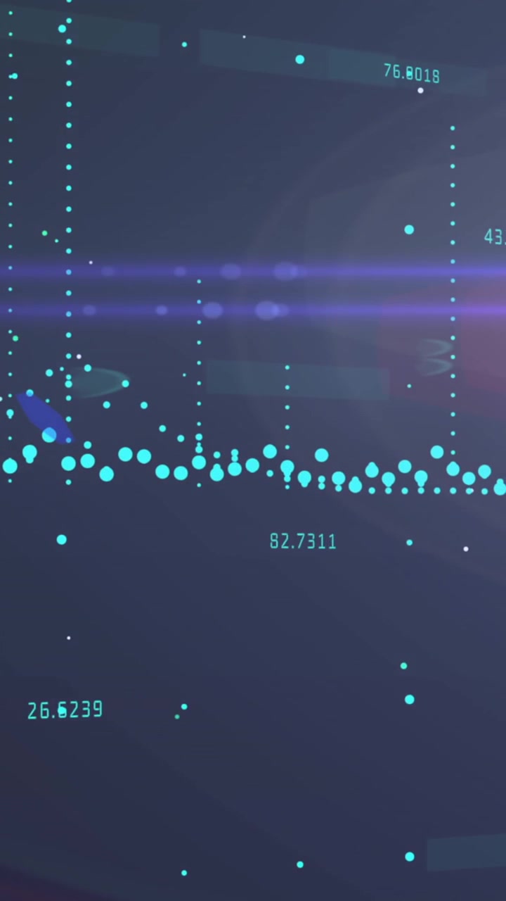 Animation of graphs, increasing numbers and lens flare against abstract background