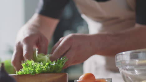 el chef preparando una ensalada