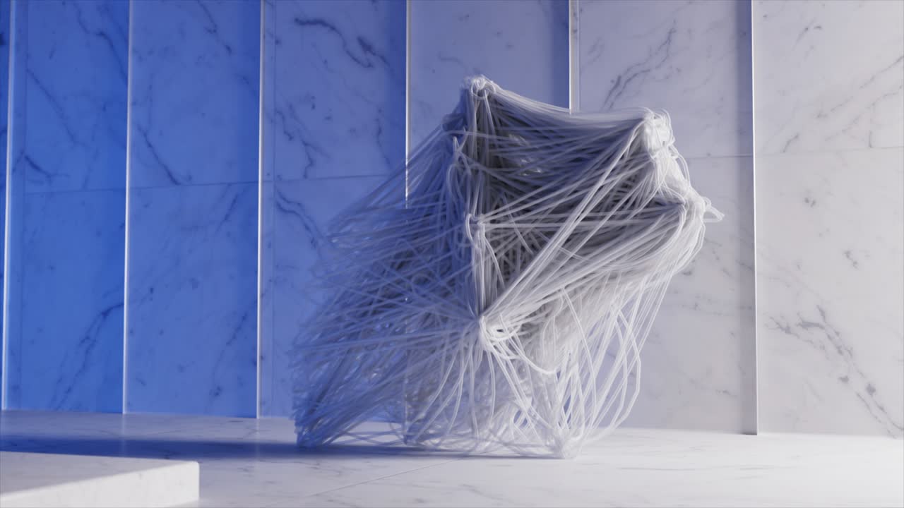 Scultura bianca astratta su sfondo di marmo