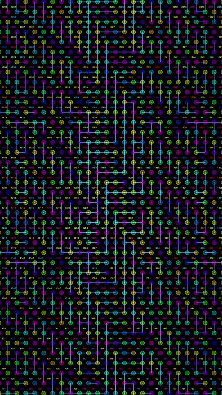 Hi-tech electronic circuit numerical grid pattern on vivid vertical display screen