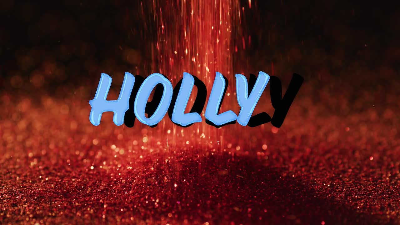 animación de texto de holly sobre el brillo que cae