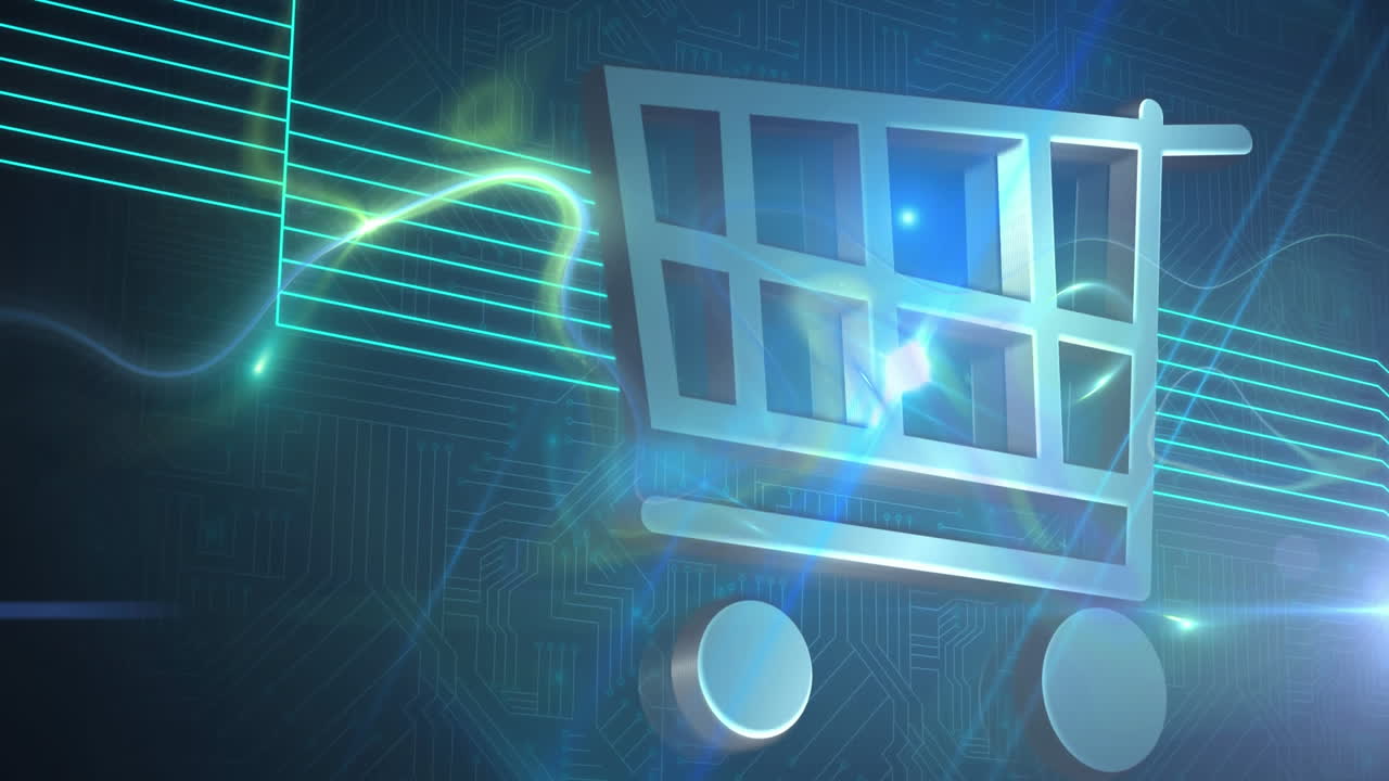 다채로운 모양으로 움직이고 변하는 쇼핑 카드 아이콘의 애니메이션