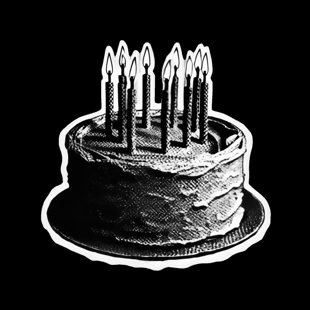 Animazione di design di illustrazione di torta vintage, risorsa isolata, video 4K trasparente, canale alfa