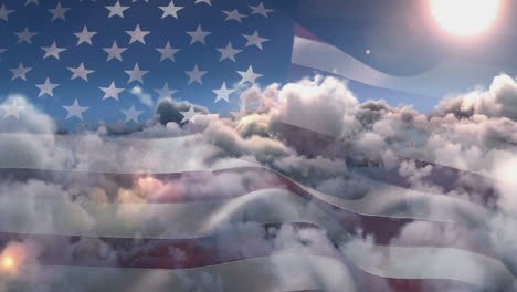 flag of the united states waving against sky and clouds 4k