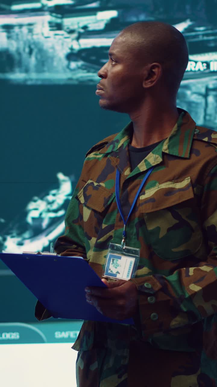 Military Officer in Camouflage Uniform Taking Notes on Clipboard