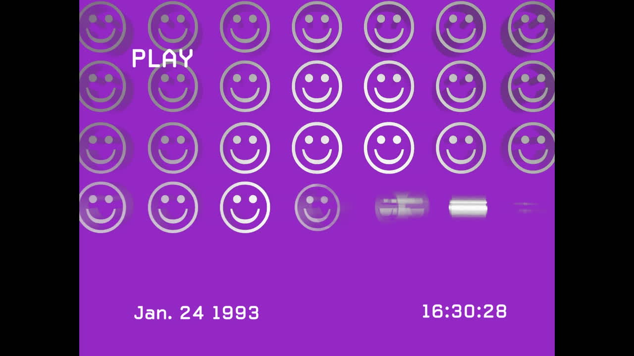 소음으로 화면 위에 미소 이모티콘 아이콘의 애니메이션