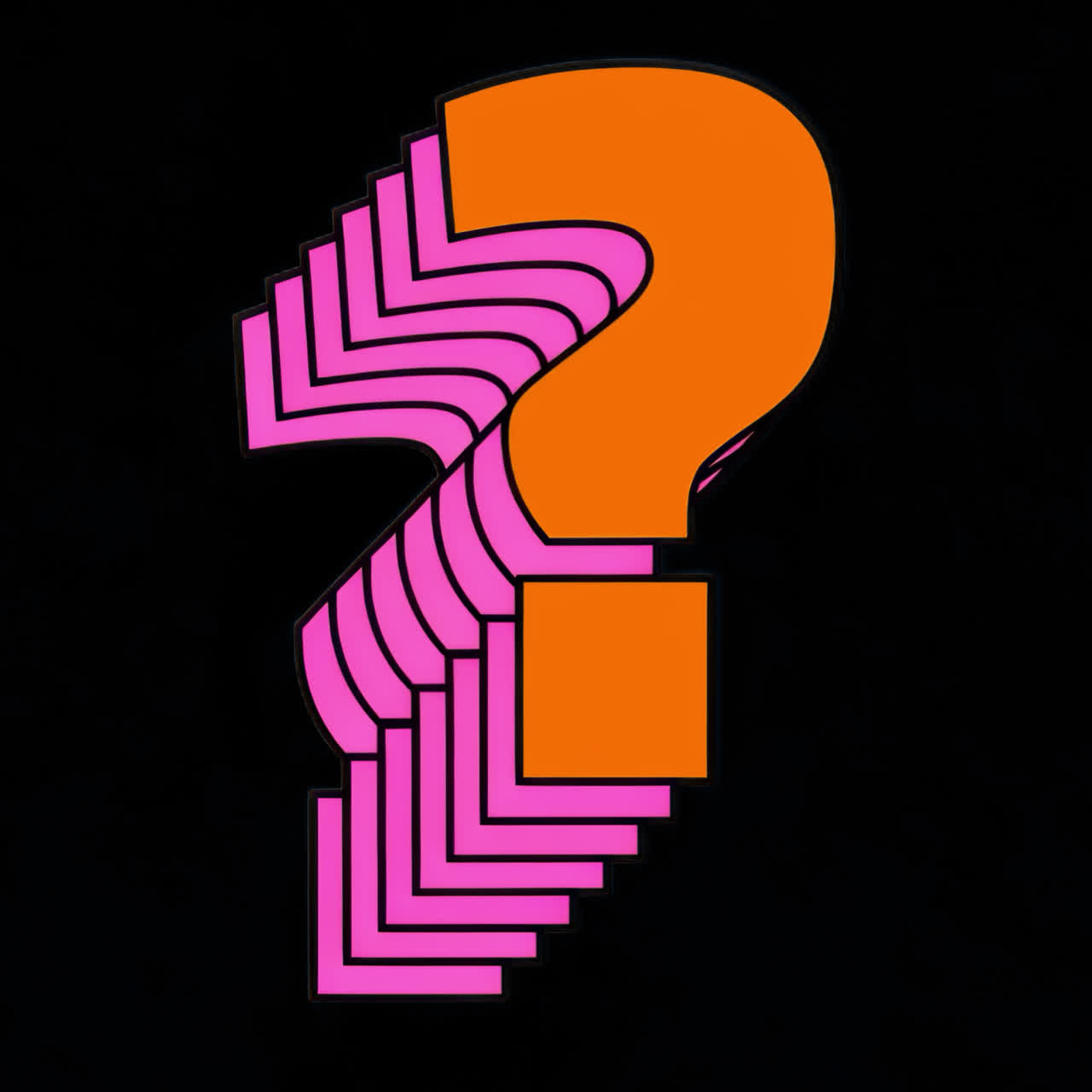 Layered question mark animation isolated asset, transparent 4K video, alpha channel, ProRes 4444