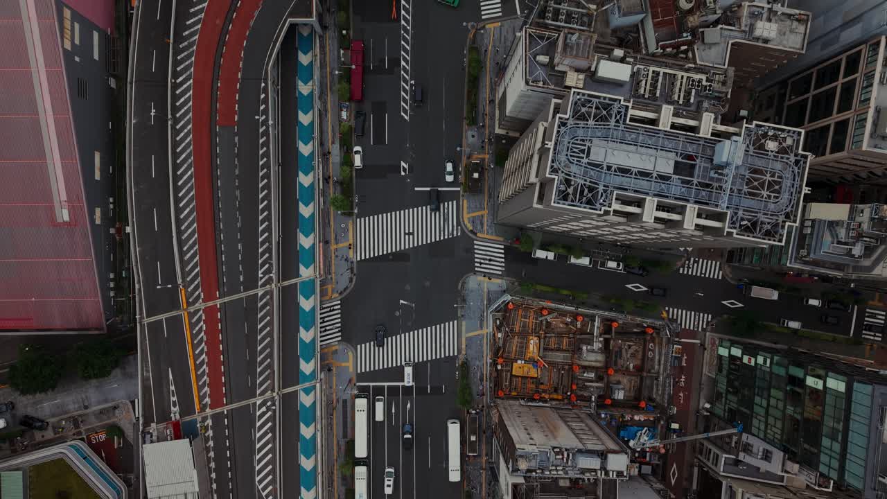 Aerial view of urban cityscape with buildings and roads