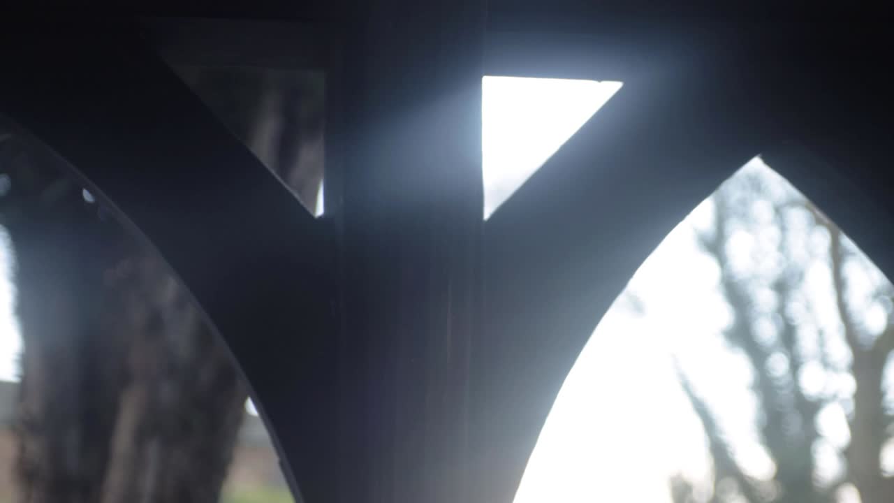 View through Lych Gate wooden church archway entrance