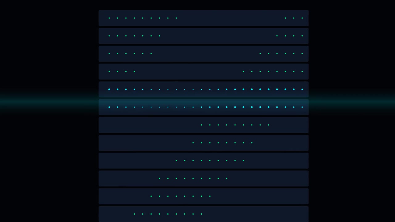 Abstract Digital Loading Animation with Glowing Dots on Dark Background