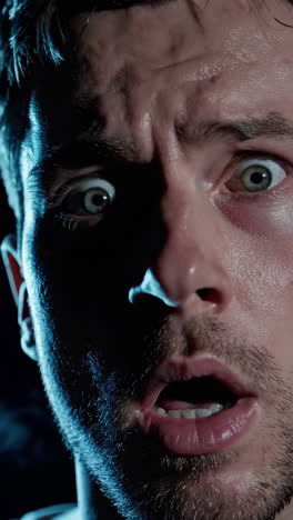 Close-up of a man with a shocked expression