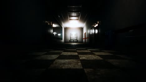 empty dark hospital laboratory corridor