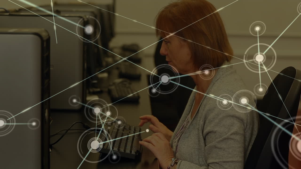 animación de la red de conexiones sobre las mujeres caucásicas