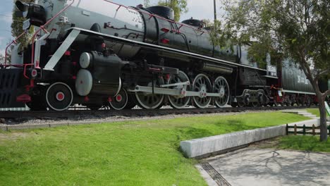 Close-shot-an-old-train-in-the-park