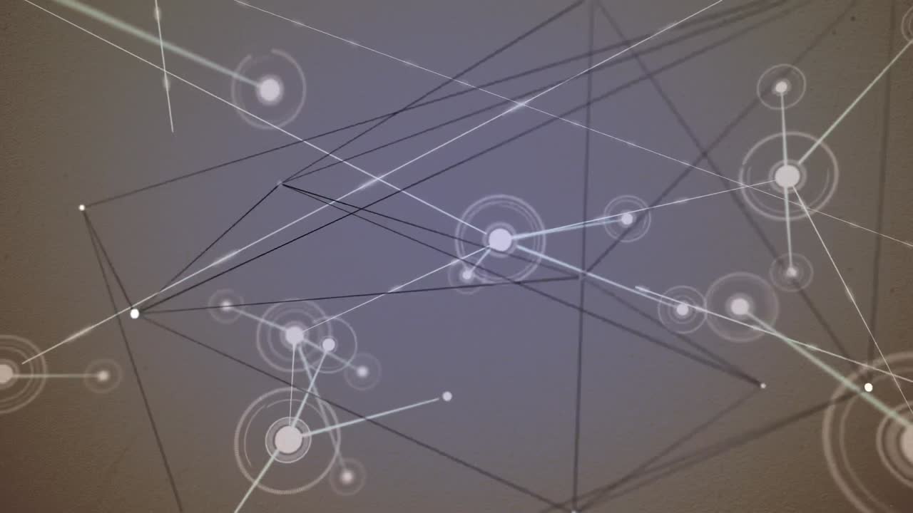 회색 배경 위에 아이콘과 모양으로 연결 네트워크의 애니메이션