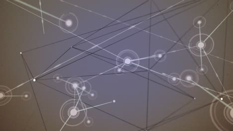animación de la red de conexiones con iconos y formas sobre fondo gris