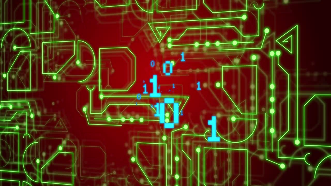 디지털 터널을 통해 데이터 처리 및 모양의 애니메이션