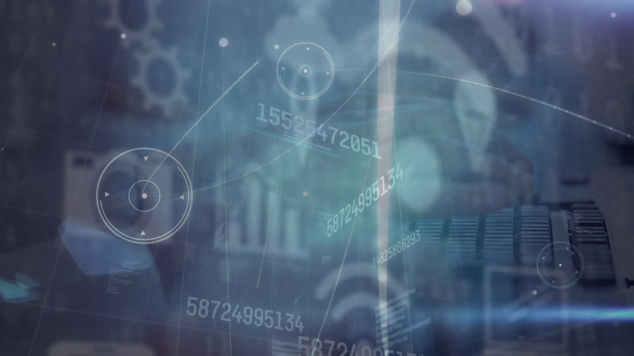 컴퓨터를 사용하여 손으로 데이터 처리의 애니메이션