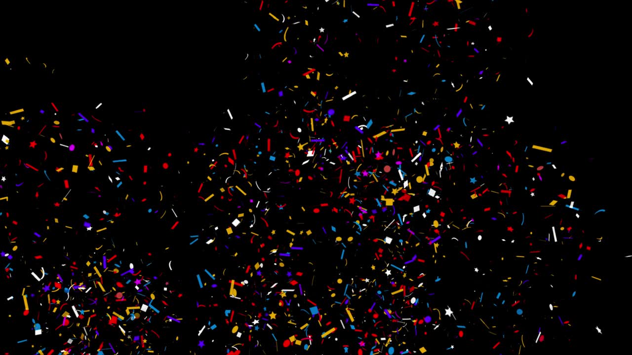coloridas partículas de confeti explosiones caída de animación