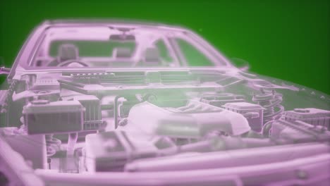 animación holográfica de un modelo de coche 3d con motor