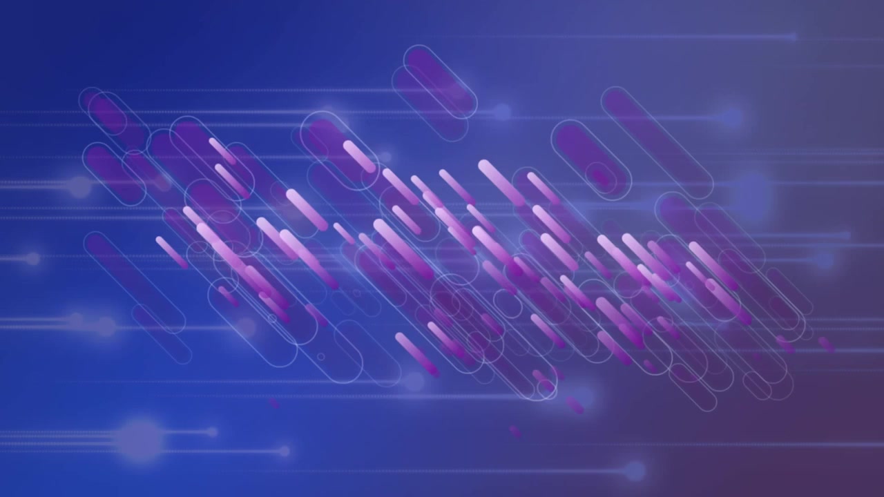 Animation of search icons moving against illuminated lines on blue background