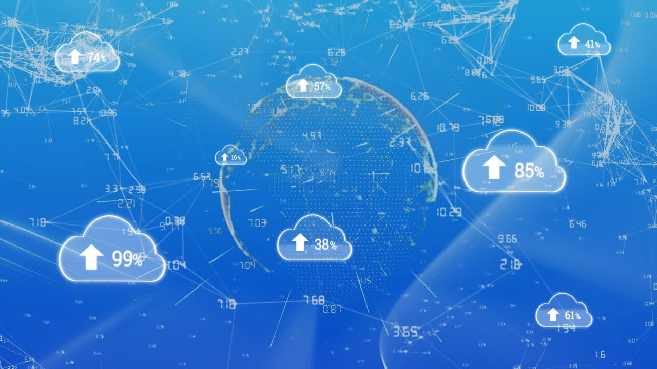 구름의 애니메이션은 전 세계와 연결 네트워크를 통해 업로드됩니다.