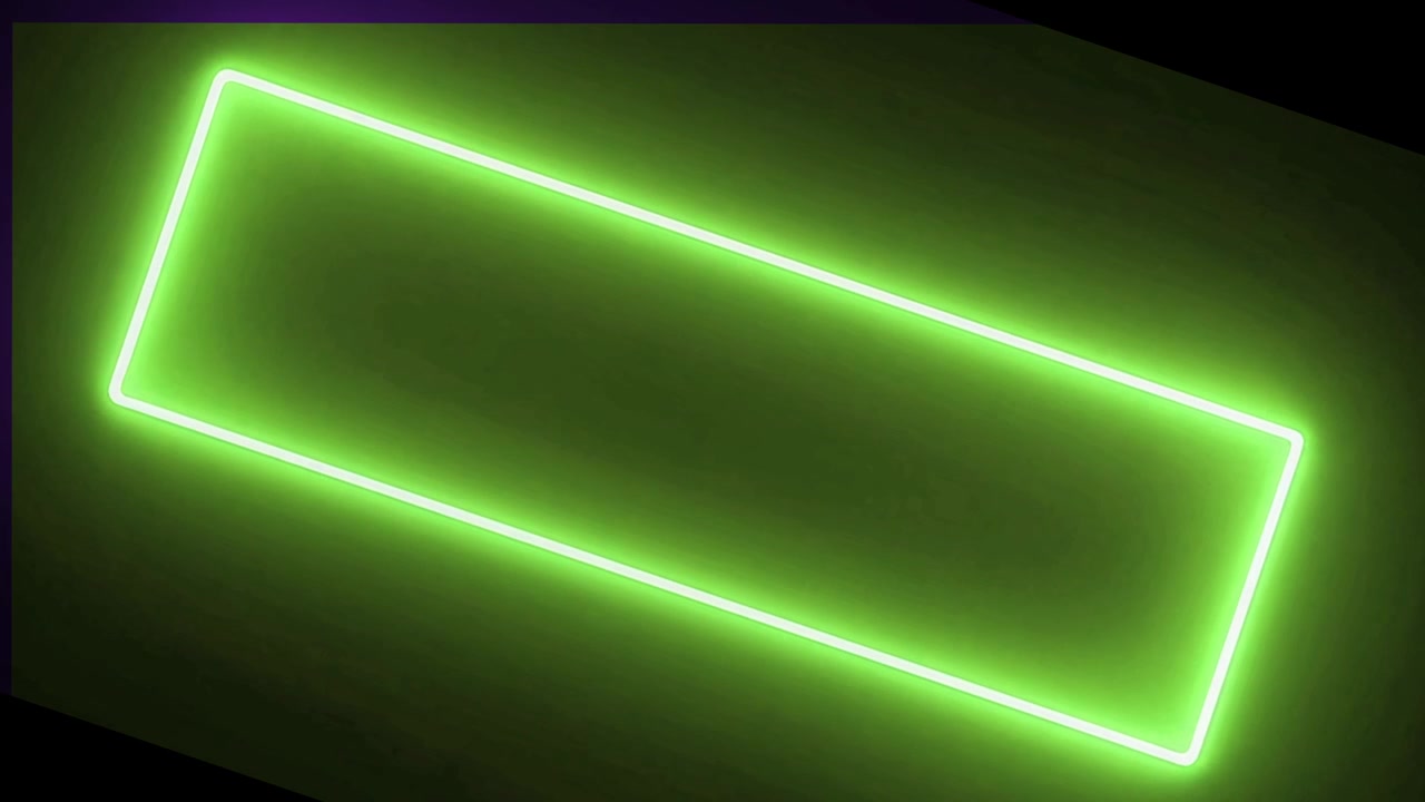 Glowing Green Neon Rectangle Frame on Dark Background
