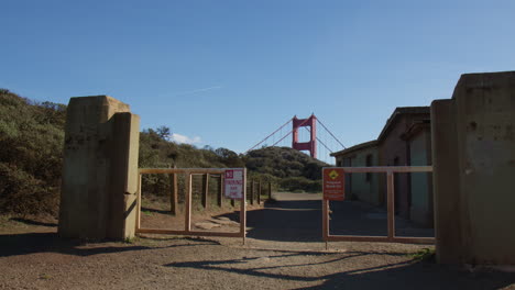 overlooking golden gate bridge from the near structures in san francisco, california, usa