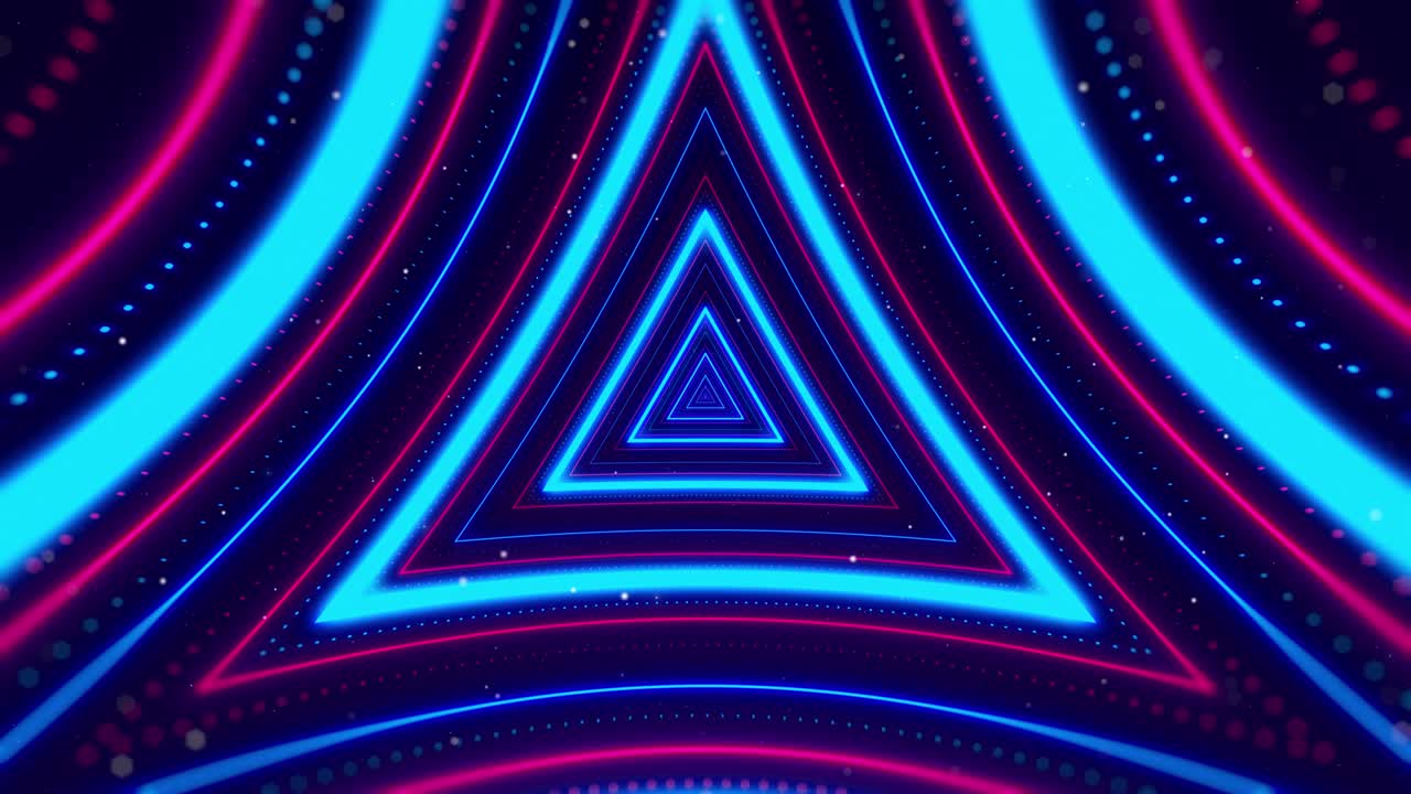 Sfondo astratto con triangoli in loop e colore neon
