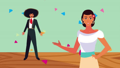 una pareja de mariachis celebrando una fiesta mexicana