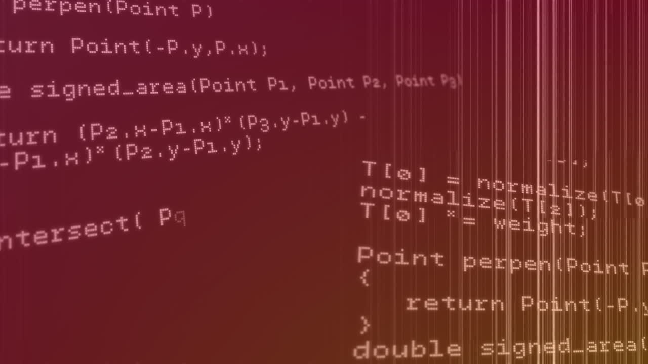 Animation of computer data processing over red background