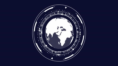 animación del globo con procesamiento de datos sobre fondo negro