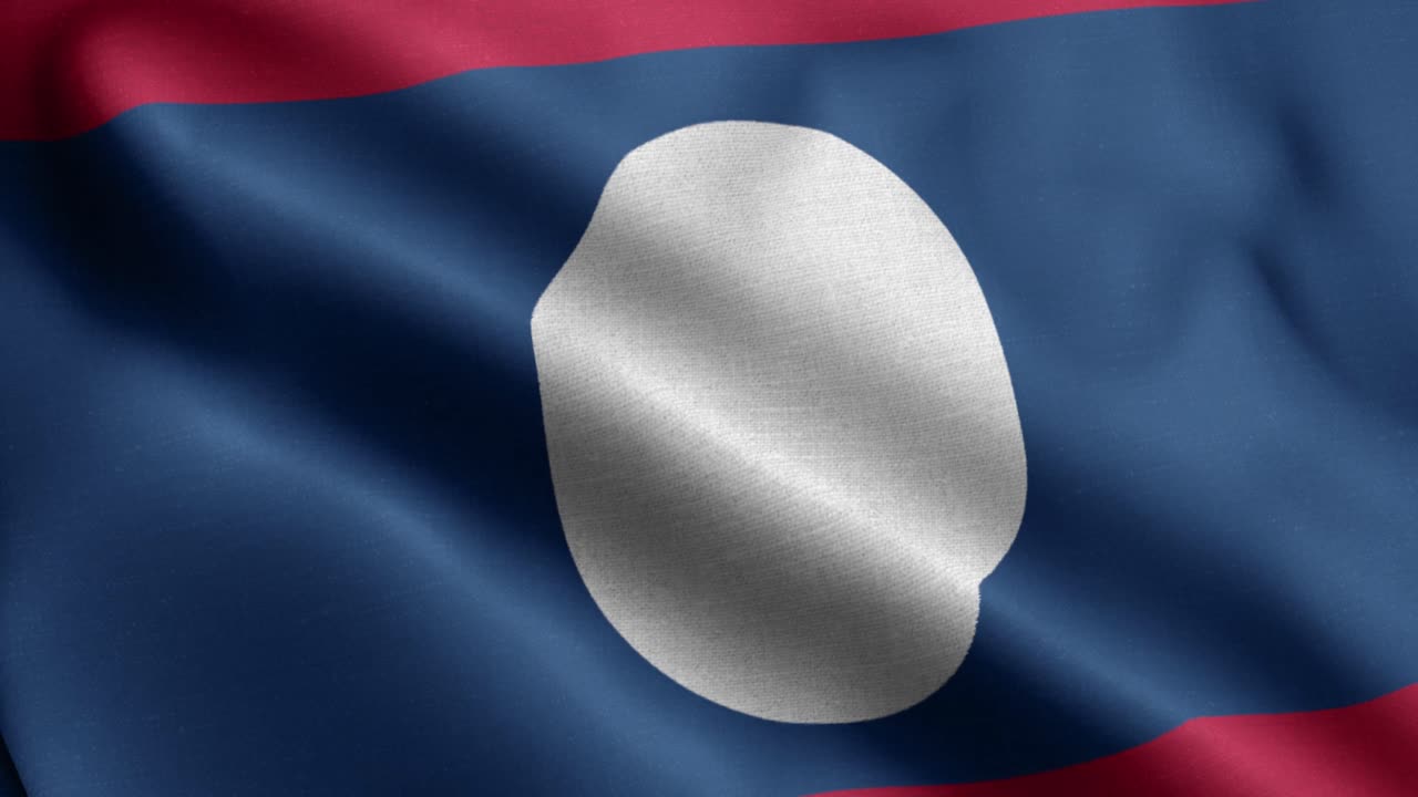 primer plano ondeando lazo 4k bandera nacional de laos