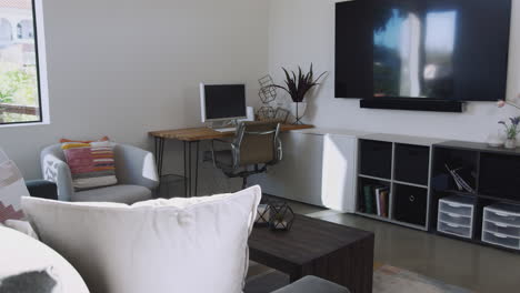 interior shot of stylish modern home office in empty house