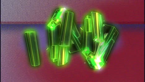 animation of green glowing metallic blocks and data processing