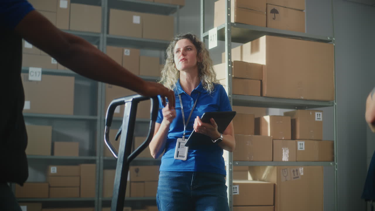 trabajadores de almacén y dirección