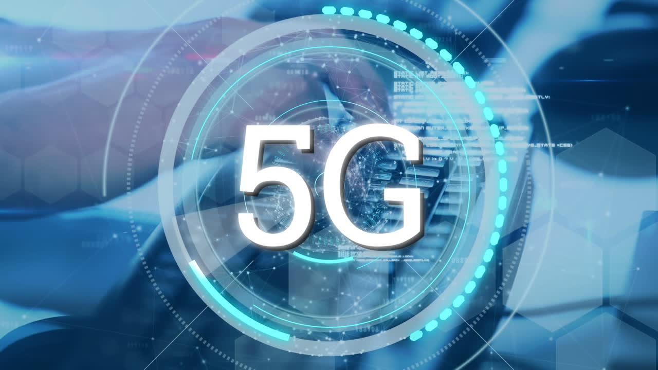 5g scritto nel mezzo di un cerchio futuristico