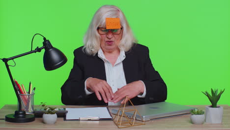 senior business woman analysing paperwork documents loses, bad fortune loss deadline problem trouble