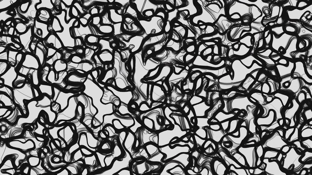 hilos negros abstractos y rizados sobre un telón de fondo gris