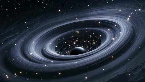 cosmic whirlpool with stars and planet