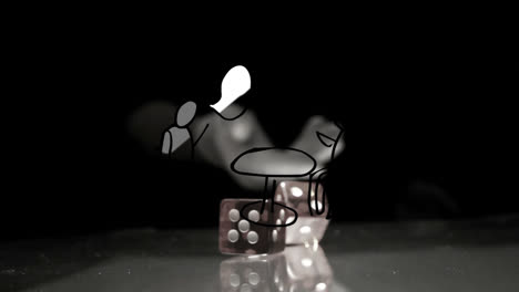 animation of molecules over dice on game table