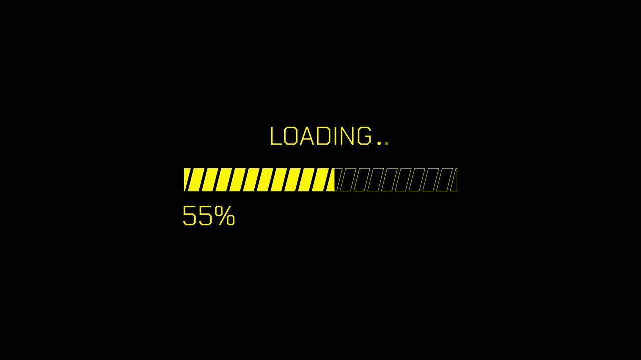 Digital Loading Progress Bar Animation on Black Background