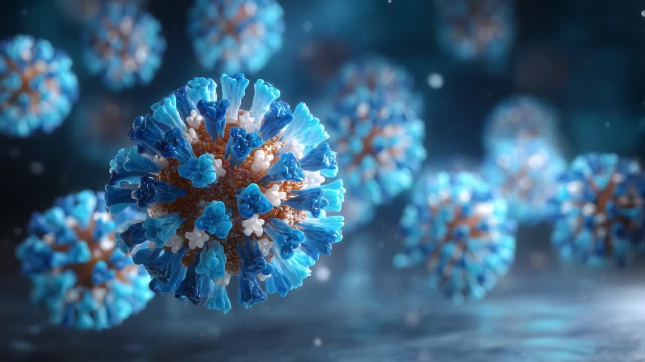 Microscopic Visualization of Viral Particles: A Detailed Look at Intricate Structures and Myriad Forms in a Stunning 3D Representation