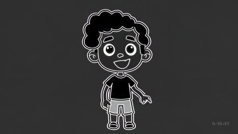 cartoon boy pointing with a happy expression
