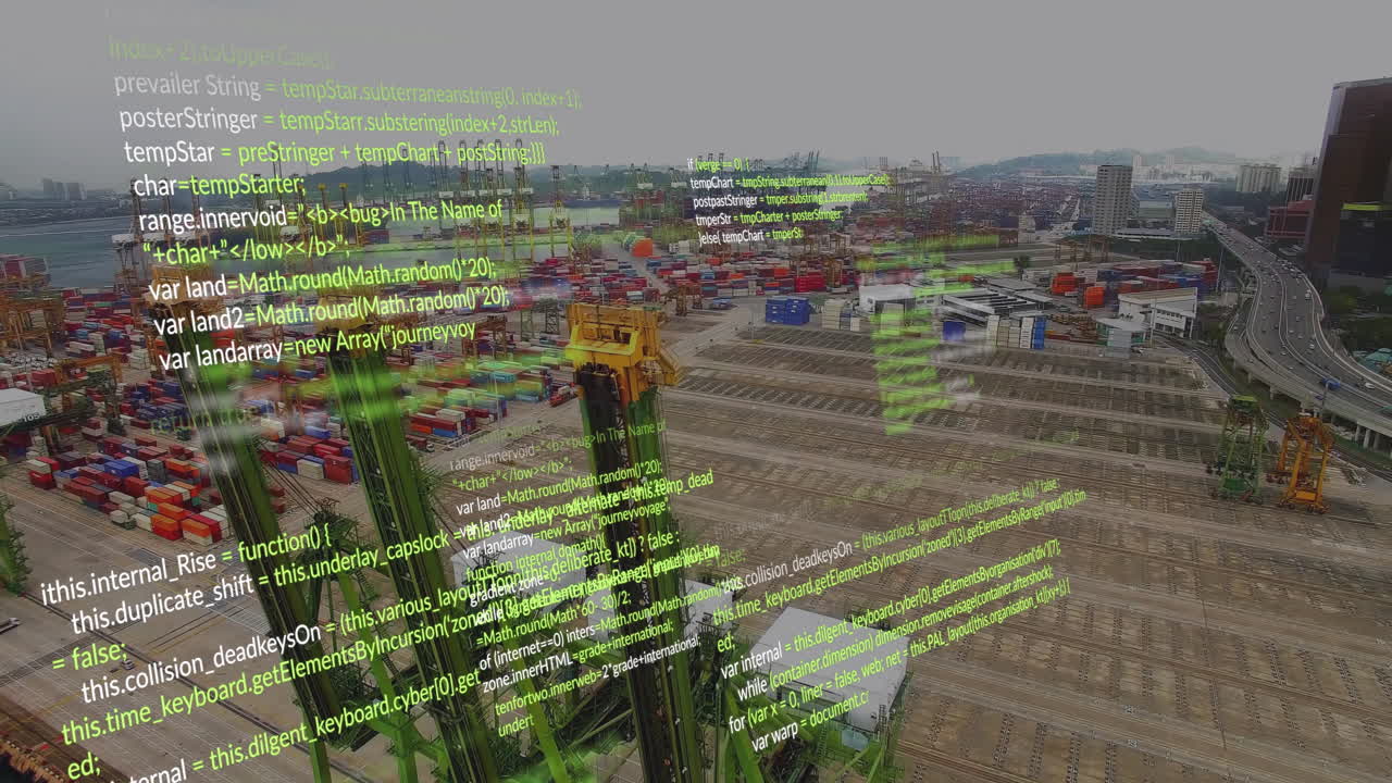 animación del procesamiento de datos a través del puerto del contenedor